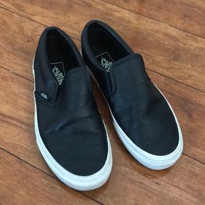 Black Perf Leather Classic Slip-On Vans